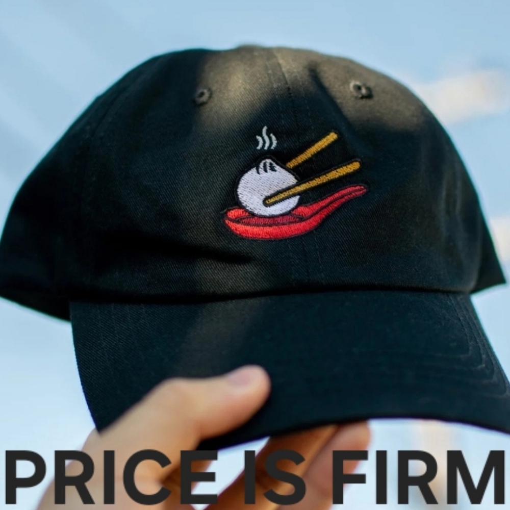 NWT Xiao Long Bao Dumpling Embroidered Cap Black